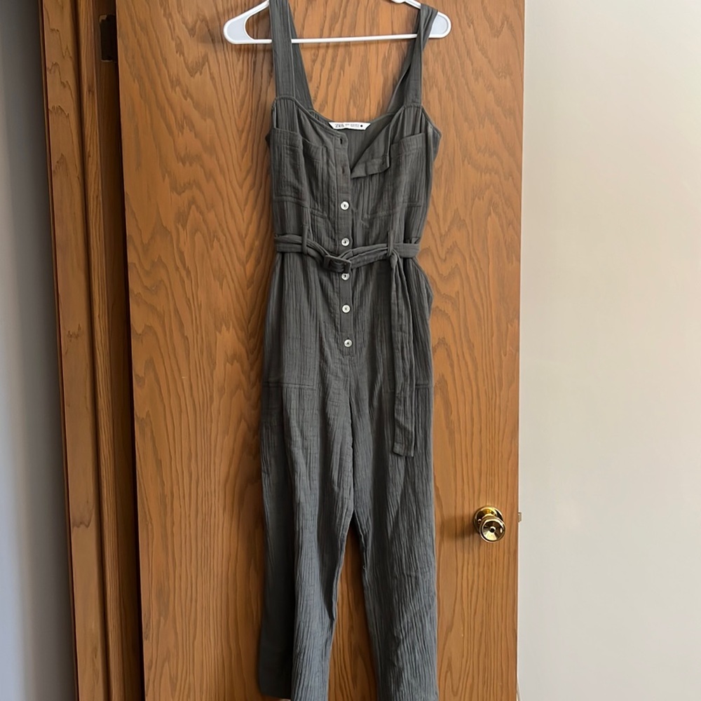 Olive green zara jump suit
